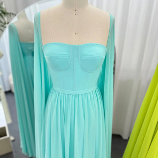 Dubai Lemon Glow: Elegant Lemon Yellow Evening Dress with Cape Sleeves, Perfect for Women at Wedding Parties and Formal Events with Arabic-inspired Flair.