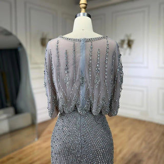Dubai White Feathers Two Pieces Midi Luxury Evening Dress for Women Wedding: Beaded Short Prom Party Gowns