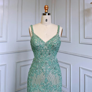 Arabic Grey Mermaid Evening Dress 2024 with Spaghetti Straps, Elegant Beaded Luxury - Ideal for Women's Party