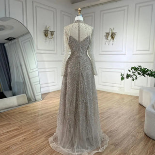 Arabic Caramel Mermaid Beaded Tassel Evening Dresses Luxury Gowns 2024 for Women's Wedding Party