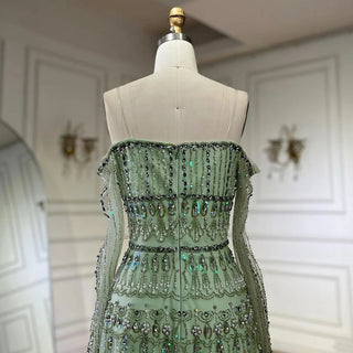 Ships in 1 to 3 Days - Dubai Arabic Sage Green Mermaid Evening Gown with Beaded Detailing - Luxury Party Dress for Women's Weddings 2024