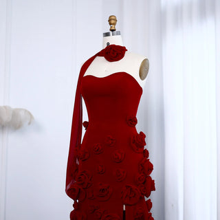 Chic Baby Pink 3D Flowers Mermaid Evening Dress with Sweetheart Neckline and Side Slit for Elegant Girls Party Gown