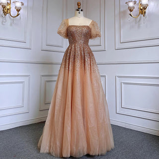Desert Rose Elegance: Luxury Dubai-Inspired Evening Gown in Rose Pink with Burgundy & Gold Accents - An Arabic Masterpiece for Proms and Wedding Celebrations.