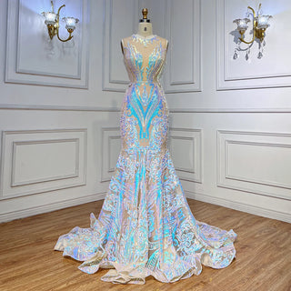Ships in 1 to 3 Days - White Long Prom Dresses 2024 Luxury Sequined Elegant Mermaid Style for Black Girl Prom Gala Party