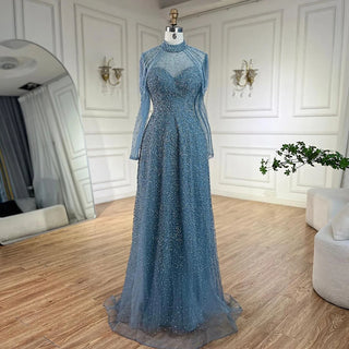 Arabic Caramel Mermaid Beaded Tassel Evening Dresses Luxury Gowns 2024 for Women's Wedding Party