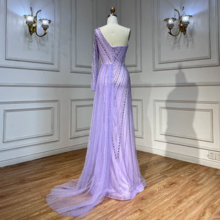 Arabic Mint Mermaid Beaded Evening Gown 2024 - Sexy One-Shoulder Split Dress for Women's Wedding Party
