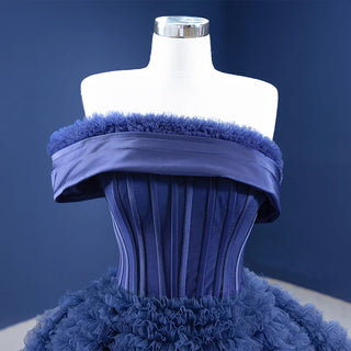 Chic Royal Blue Ruched Formal Evening Party Dresses.