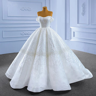 Crystal Off-Shoulder Sequin Ball Gown Wedding Dress