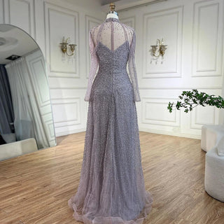 Arabic Caramel Mermaid Beaded Tassel Evening Dresses Luxury Gowns 2024 for Women's Wedding Party