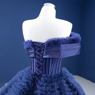 Chic Royal Blue Ruched Formal Evening Party Dresses.
