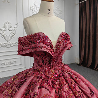 Bling Brilliance: Sweetheart Red Quinceañera Gown
