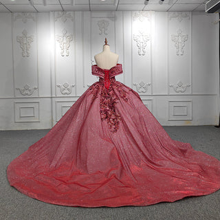 Bling Brilliance: Sweetheart Red Quinceañera Gown