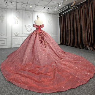 Bling Brilliance: Sweetheart Red Quinceañera Gown