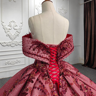 Bling Brilliance: Sweetheart Red Quinceañera Gown