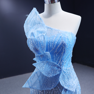 Blue Sequins Lace Mermaid: Sleeveless Evening Party Dresses for Women