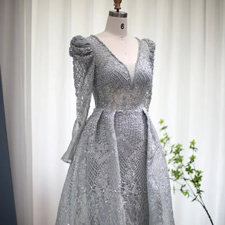 Burgundy Long Sleeve Dubai Evening Dresses with Overskirt: Pink Arabic Plus Size Formal Dress for Wedding Party Gowns