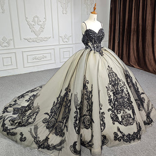 Chic Lace Spaghetti Strap plus Size Women'S Dresses with Long Train Evening Gowns