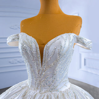 Simple Modesty: Off-Shoulder Ball Gown Wedding Dress