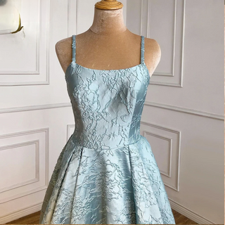 Blue Spaghetti Strap Sexy Evening Dresses Gowns 2024 - High Split Simple For Women Wedding Party