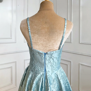 Blue Spaghetti Strap Sexy Evening Dresses Gowns 2024 - High Split Simple For Women Wedding Party