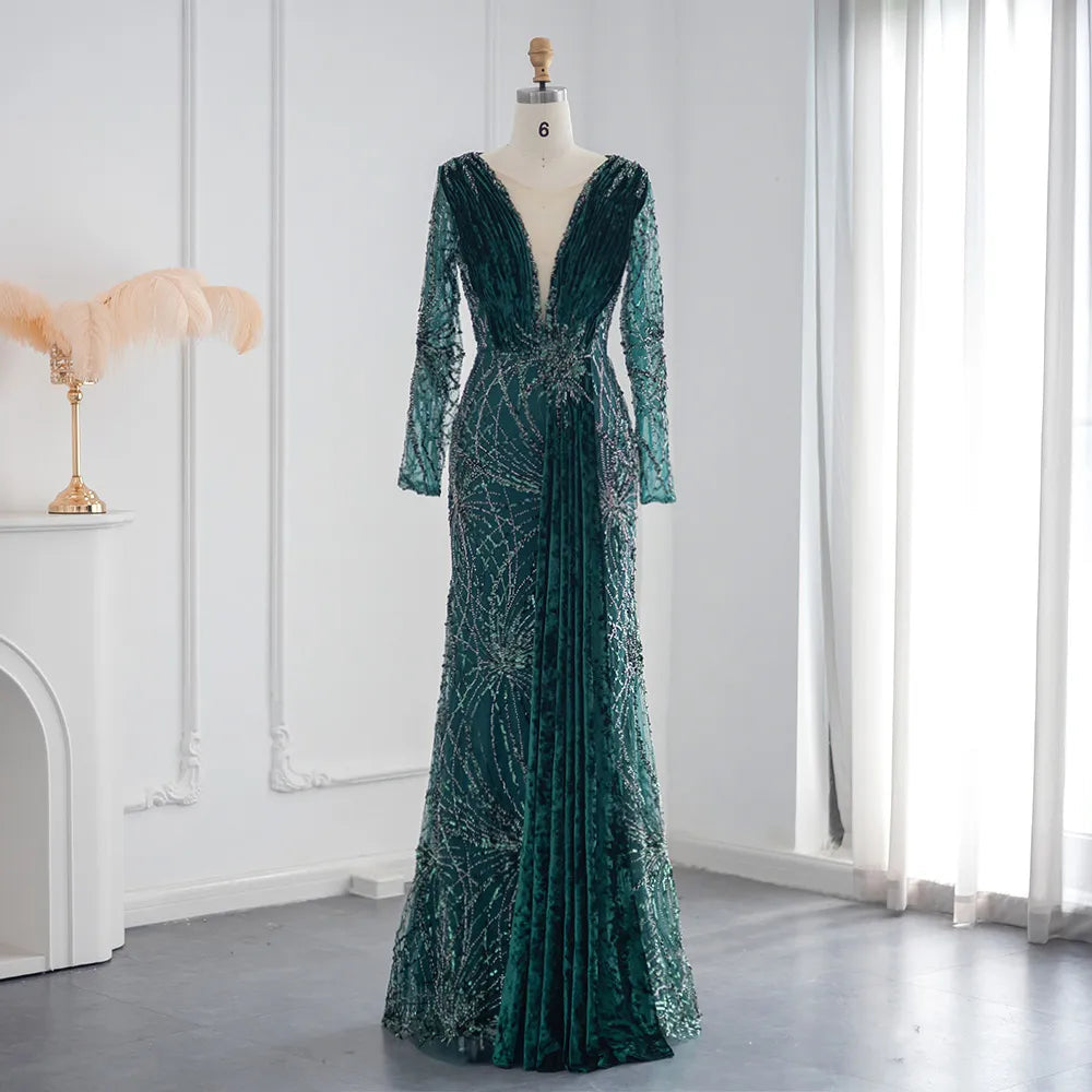 Custom Emerald Enchantment Sequin Lace Mermaid Gown main image 1