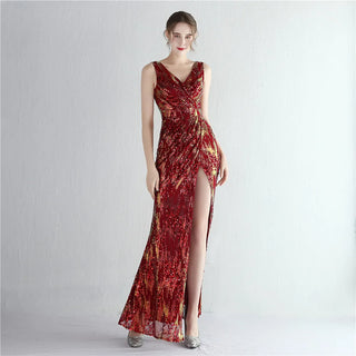 Celebrity Style Sequin Mermaid Evening Dress with Split - Banquet Gown