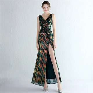 Celebrity Style Sequin Mermaid Evening Dress with Split - Banquet Gown