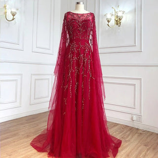 Bordeaux Bliss: Wine Red Sleeveless Evening Gown with Shawl Yarn, Beading, and Sequins - 2024 Sexy Tulle Elegance