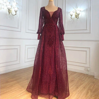 Dubai Twilight: Gray Overskirt Evening Dress with Arabic-inspired Luxury, Perfect for Plus Size Women at Wedding Parties.