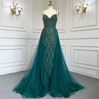 Crystal-Embellished Long White and Nude Mermaid Evening Dress - 2024 Elegant Gown