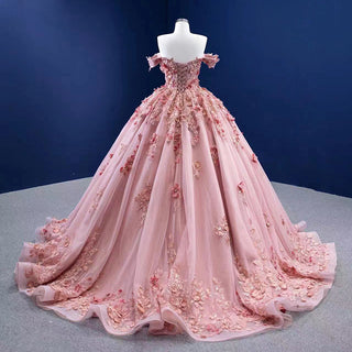 Elegance in Bloom: Flower Fashion Pink Party Evening Ball Gown Dresses