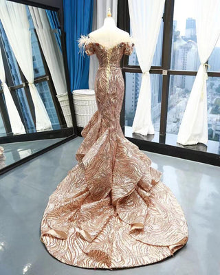 Charming Short Sleeve Mermaid Evening Dress with Bead Embellishments for Ladies
