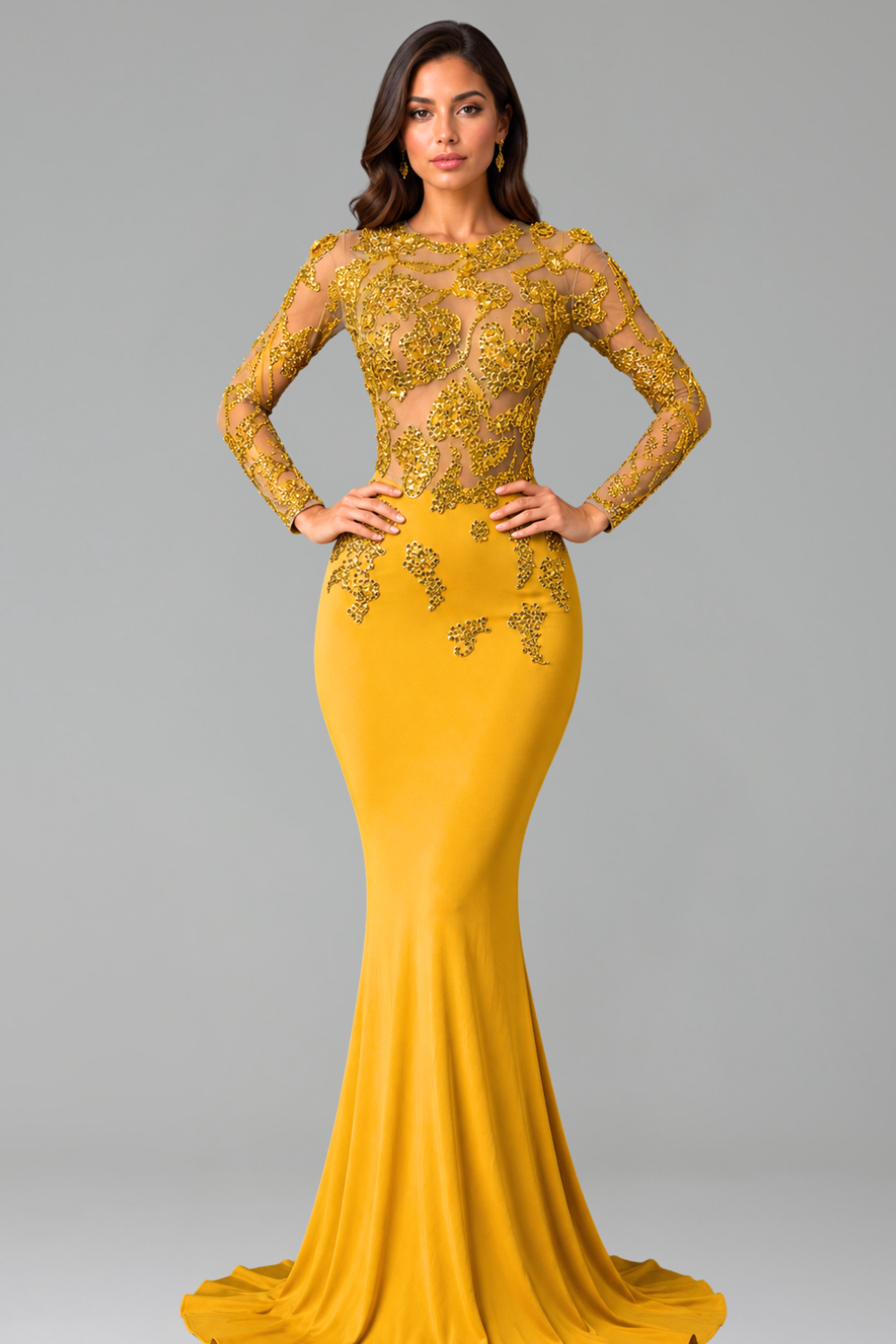 Illusion Lace Mermaid Evening Gown - LAROSABRIDE