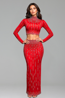 Embellished High Neck Two-Piece Gown - LAROSABRIDE