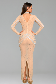 Embellished High-Neck Illusion Gown - LAROSABRIDE