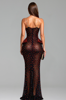 Embellished Cutout Illusion Mermaid Gown - LAROSABRIDE