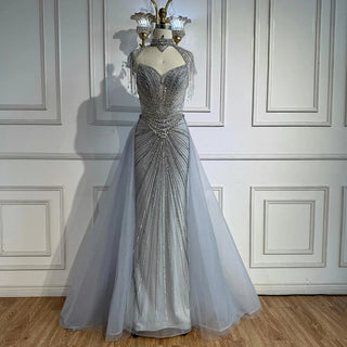 Regal Crystal Draped Gown