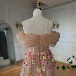 Ships in 2 to 5 Days - 2025 Customized Nude Floral Beaded Off-Shoulder Corset Evening Dress with Overskirt – For Formal Occasions