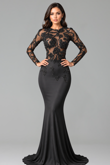 Illusion Lace Mermaid Evening Gown - LAROSABRIDE
