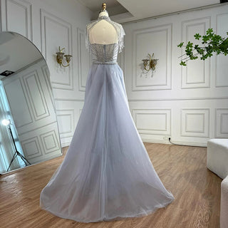 Regal Crystal Draped Gown