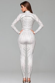 Crystal Draped Illusion Jumpsuit - LAROSABRIDE