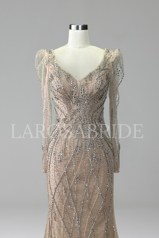 Beaded Mermaid Evening Dress - LAROSABRIDE