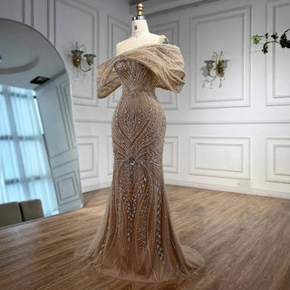 Ships in 2 to 5 Days - 2025 Customized Luxury Off-Shoulder Beaded Mermaid Evening Dress for Saudi Formal Occasions