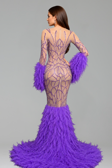 Feather Cuff Mermaid Evening Gown - LAROSABRIDE