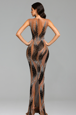 Sheer Crystal Wave Gown
