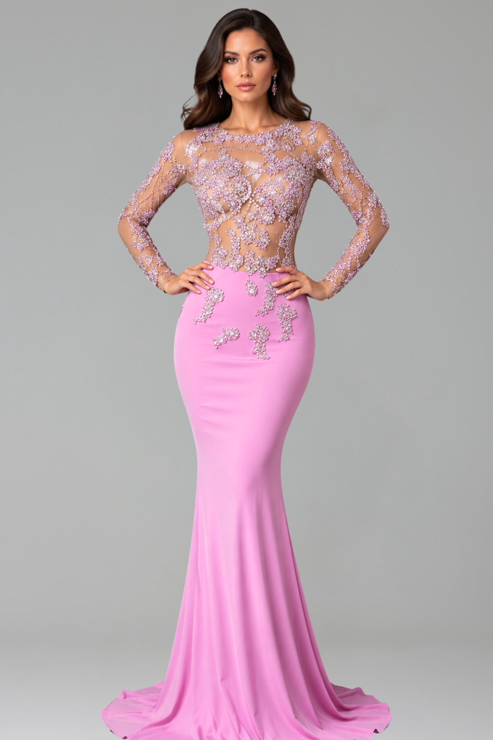 Illusion Lace Mermaid Evening Gown - LAROSABRIDE
