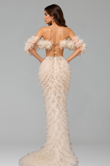 Off-Shoulder Ruffle Corset Gown - LAROSABRIDE