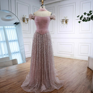 Ships in 2 to 5 Days -Luxury Arabic A-Line Evening Dress with Cape – 2025 Formal Gown