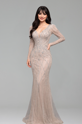 Beaded Mermaid Evening Dress - LAROSABRIDE