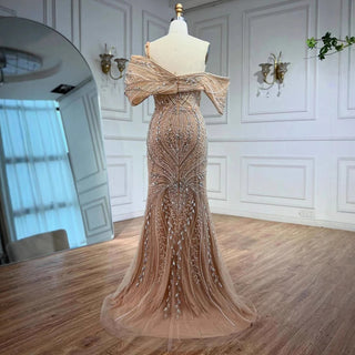 Ships in 2 to 5 Days - 2025 Customized Luxury Off-Shoulder Beaded Mermaid Evening Dress for Saudi Formal Occasions